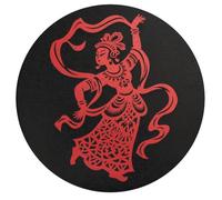 Jigsaw Puzzles for Adults 195 Pieces Red Papercut Dancer Round Wooden Puzzle, Challenging Decorative Puzzles