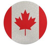 Jigsaw Puzzles for Adults 195 Pieces Retro Canada Flag Pattern Round Wooden Puzzle, Challenging Decorative Puzzles