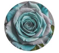 Jigsaw Puzzles for Adults 195 Pieces Teal Grey Rose Round Wooden Puzzle, Challenging Decorative Puzzles