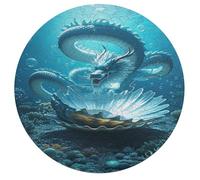 Jigsaw Puzzles for Adults 195 Pieces The Dragon King Round Wooden Puzzle, Challenging Decorative Puzzles