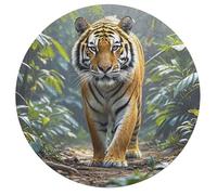 Jigsaw Puzzles for Adults 195 Pieces Tiger Round Wooden Puzzle, Challenging Decorative Puzzles