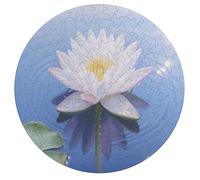 Jigsaw Puzzles for Adults 195 Pieces White Lotus Flower Round Wooden Puzzle, Challenging Decorative Puzzles