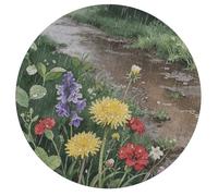 Jigsaw Puzzles for Adults 195 Pieces Wildflowers Daisy Round Wooden Puzzle, Challenging Decorative Puzzles