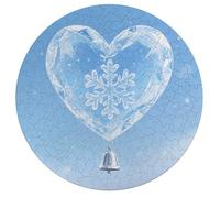 Jigsaw Puzzles for Adults 195 Pieces Winter Hearts Round Wooden Puzzle, Challenging Decorative Puzzles