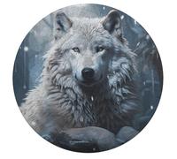 Jigsaw Puzzles for Adults 195 Pieces Wolf Sitting in The Snow Round Wooden Puzzle, Challenging Decorative Puzzles
