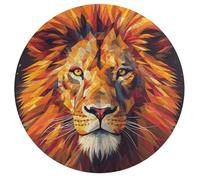 Jigsaw Puzzles for Adults 195 Pieces Yellow Lion Head Round Wooden Puzzle, Challenging Decorative Puzzles