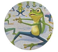 Jigsaw Puzzles for Adults 195 Pieces Yoga Frog Round Wooden Puzzle, Challenging Decorative Puzzles