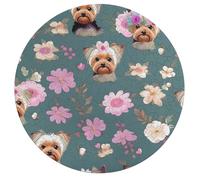Jigsaw Puzzles for Adults 195 Pieces Yorkie Floral Pattern Round Wooden Puzzle, Challenging Decorative Puzzles