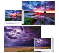Jigsaw Puzzles for Adults,2 Pack 1000 Pieces Puzzles,1000 Piece Puzzles for Adults,Sunset Lighthouse & Purple Lightning Puzzle,National Park Puzzle for Women & Mom
