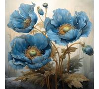Jigsaw Puzzles for Adults 200 Piece,28x28 cm puzzle for adults Educational Game Challenge Toy 200 Pieces puzzles for Adult Home Decoration Puzzle Blue Poppy Flowers