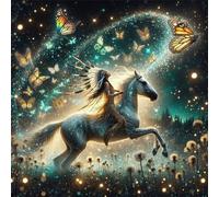 Jigsaw Puzzles For Adults 200 piece,Butterfly Indian Horse jigsaw puzzle 28x28 cm Challenging puzzles,DIY Puzzle for Home Decoration Family Perfect Game