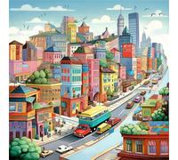 Jigsaw Puzzles for Adults 200 piece Cartoon Cityscape, 200 Piece Difficult jigsaw puzzles for adults, Challenging Jigsaws 200 pieces, Puzzle Game for The Whole for Women, Gifts for Men 28x28cm