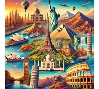 Jigsaw Puzzles For Adults 200 piece,City Buildings Statues jigsaw puzzle 28x28 cm Challenging puzzles,DIY Puzzle for Home Decoration Family Perfect Game