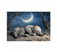 Jigsaw Puzzles for Adults 200 Piece Elephant Large Puzzle Moon, Difficult Challenging Family Games for The Whole for Women, Wooden Jigsaws with Gift Box Packaging, Home Room Decor 35x25cm D-44
