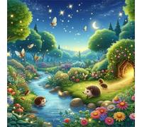 Jigsaw Puzzles For Adults 200 piece,Hedgehog Cottage River jigsaw puzzle 28x28 cm Challenging puzzles,DIY Puzzle for Home Decoration Family Perfect Game