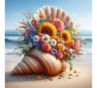 Jigsaw Puzzles for Adults 200 Piece jigsaw puzzles for Adult Educational Game Challenge Toy 200 Pieces Puzzle Challenging Games for The Whole for adults,Beach Conch Flowers puzzle Gifts