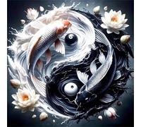 Jigsaw Puzzles for Adults 200 Piece jigsaw puzzles for Adult Educational Game Challenge Toy 200 Pieces Puzzle Challenging Games for The Whole for adults,Black White Koi Lotus puzzle Gifts