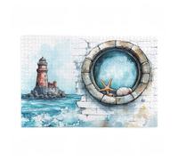Jigsaw Puzzles for Adults 200 Piece Lighthouse Large Puzzle Shell, Difficult Challenging Family Games for The Whole for Women, Wooden Jigsaws with Gift Box Packaging, Gifts for Women 35x25cm D-288