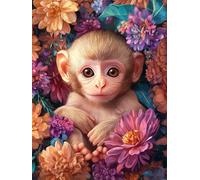 Jigsaw Puzzles for Adults 200 Piece Monkey Colorful Flowers, Jigsaws 200 pieces for adults Family Activity, Challenging puzzles Games, Colourful, Beautiful Decoration Puzzle