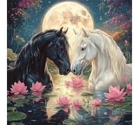 Jigsaw Puzzles For Adults 200 piece,Moon Lake Horses jigsaw puzzle 28x28 cm Challenging puzzles,DIY Puzzle for Home Decoration Family Perfect Game