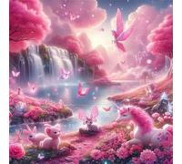 Jigsaw Puzzles For Adults 200 piece,Pink Fairytale Landscape jigsaw puzzle 28x28 cm Challenging puzzles,DIY Puzzle for Home Decoration Family Perfect Game