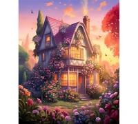 Jigsaw Puzzles for Adults 200 Piece Pink House Garden, Jigsaws 200 pieces for adults Family Activity, Challenging puzzles Games, Colourful, Beautiful Decoration Puzzle