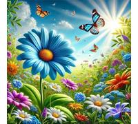 Jigsaw Puzzles For Adults 200 piece,Sunny Wildflowers Butterflies jigsaw puzzle 28x28 cm Challenging puzzles,DIY Puzzle for Home Decoration Family Perfect Game