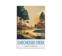 Jigsaw Puzzles for Adults 200 Pieces Chechessee Creek South Carolina DIY Funny Parent-Child Educational Game Toy Sunset Puzzle Gift for Mom, Wife, Friend 35x25cm