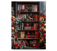 Jigsaw Puzzles For Adults 200 Pieces Christmas Bookshelf puzzles 200 pieces for adults Teenagers Challenge Toy Educational Games Home Decoration Puzzle Gifts 35x25 cm/200pcs
