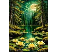 Jigsaw Puzzles for Adults 200 Pieces,Moon Woodlands Lake Flowers jigsaw puzzle 35x25 cm Challenging DIY Puzzle for Home Decoration,Family puzzles Perfect for Game