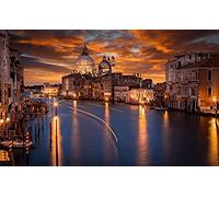 Jigsaw Puzzles For Adults 200 Pieces Venice'S Grand Canal Under An Orange Sky Jigsaw Puzzle Toys Kids Gifts 35x25CM