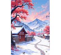 Jigsaw Puzzles for Adults 200 Pieces, Winter Village Snow Puzzles for Adults 200 Pieces, Challenging Puzzle 14x10 inch, Interactive Puzzle Gift for Stress Selief and Relaxation