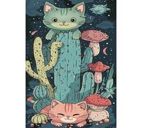 Jigsaw Puzzles for Adults 200, Puzzles for Adults Animal Cat Cactus, Challenging Difficult Logic Puzzle, Puzzle 200 Pieces for Adult 13.8 x 9.8 inch