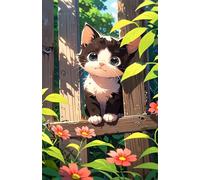 Jigsaw Puzzles for Adults 200, Puzzles for Adults Flower Cute Cat, Challenging Difficult Logic Puzzle, Puzzle 200 Pieces for Adult 13.8 x 9.8 inch