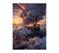 Jigsaw Puzzles for Adults 200 Sunset Train, Challenge Educational Game, Impossible High Difficult Jigsaw Puzzles for Adults, Puzzle 200 Pieces