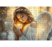 Jigsaw Puzzles for Adults 2000 Angel 2000 Piece Jigsaw Puzzles for Adults, Challenging Puzzle Educational Game for The Whole for Women Gifts for Men Room Decor Heart-Shaped 40 x 28 In RXPT-1244