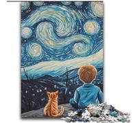 Jigsaw Puzzles for Adults 2000 Cat And Little Boy Challenging Game Toys Deal As Gifts for The Whole Family for Ages 14+ 70x100cm