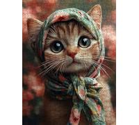 Jigsaw Puzzles for Adults 2000, Headscarf Cat 2000 Piece Jigsaw Puzzles for Adults, Challenging Puzzle Games, Classic Jigsaws, Impossible de Assemble Handmade, Fun Family Activities BXHZW0-888