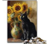 Jigsaw Puzzles for Adults 2000 Jigsaws Sunflower And Cat for 14+ Unique Challenge Game Family Games Christmas Birthday Gifts 70x100cm