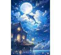 Jigsaw Puzzles for Adults 2000 Piece Anime Dolphin Moon, Jigsaws 2000 pieces for adults Family Activity, Challenging puzzles Games, Colourful, Beautiful Decoration Puzzle