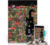 Jigsaw Puzzles for Adults 2000 Piece Black Cat in Wildflowers Denkspiel Jedes Stück ist einzigartig Anspruchsvolles Familienspiel70x100cm