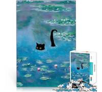 Jigsaw Puzzles for Adults 2000 Piece Cat in Waterlilies Monet Stressabbau Einzigartige Geburtstags- und Geschenkideen70x100cm