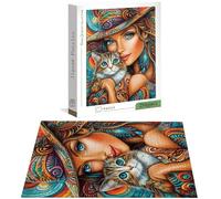 Jigsaw Puzzles for Adults 2000 Piece, Cat Jigsaw Puzzles for Adults, Woman Jigsaws 2000 Pieces with Box, Wooden Puzzle Challenging Game for the Whole for Women, Men, Wooden Puzzle for Gifts H-4012