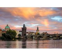 Jigsaw Puzzles For Adults 2000 Piece Charles Bridge and Vitava River at Sunset Prague Czech Republic Photo Family Funny Challenging Holiday Puzzles Gift 70x100CM