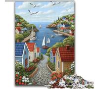 Jigsaw Puzzles for Adults 2000 Piece Charming Coastal Village Help The Brain Exercise Addictive Toys to Cultivate Patience Parent-child Interaction 70x100cm