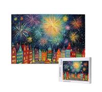 Jigsaw Puzzles for Adults 2000 Piece Christmas Jigsaw Puzzles for Adults with Gift Box 99x70 cm,Wooden Puzzle Fireworks Challenging Puzzle Games Home Decoration, for The Whole Family,p838t