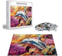 Jigsaw Puzzles for Adults 2000 Piece, Dolphin Jigsaw Puzzles for Adults, Coral Jigsaws 2000 Pieces with Box, Wooden Puzzle Challenging Game for the Whole for Women, Men, Wooden Puzzle for Gifts B-4316