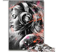 Jigsaw Puzzles for Adults 2000 Piece Girl with Headphones Artistic Wall Decor & Birthday Gift Idea for Friends, Home Office 70x100cm