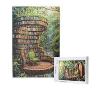Jigsaw Puzzles for Adults 2000 Piece Jungle Jigsaw Puzzles for Adults with Gift Box 99x70 cm, Wooden Puzzle Bookstore Challenging Puzzle Games Home Decoration, for The Whole Family,p1632t