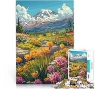 Jigsaw Puzzles for Adults 2000 Piece Mount Rainier Wildflowers Analyse und Logik mit passendem Poster und Quizblatt70x100cm